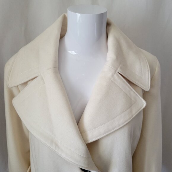 Apt. 9 Pea Coat Single breasted Warm White Large 60% Wool Classic Chic Cottage - Picture 3 of 16